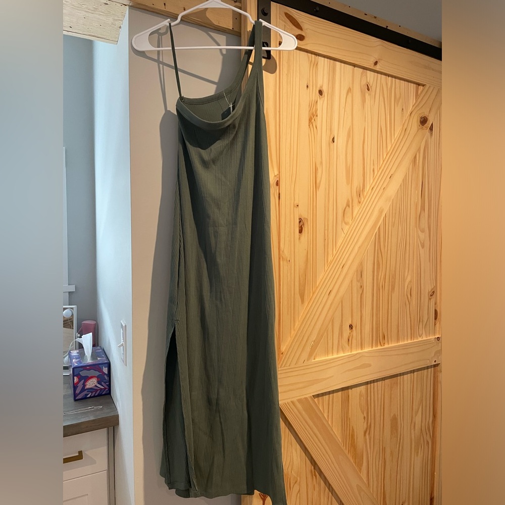 aerie Olive Green Ribbed Slip Dress
